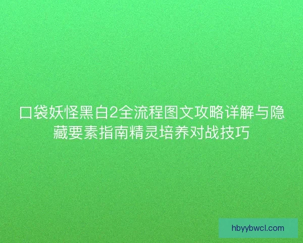 口袋妖怪黑白2全流程图文攻略详解与隐藏要素指南精灵培养对战技巧